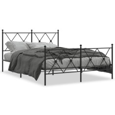Gossi cadru pat metalic cu tablie de cap/picioare, negru, 140x200 cm