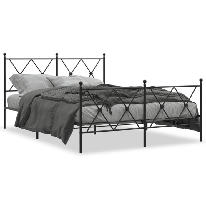Gossi cadru pat metalic cu tablie de cap/picioare, negru, 140x200 cm