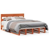 Cumpara ieftin Cadru pat fara saltea, maro ceruit, 140x190 cm, lemn masiv pin