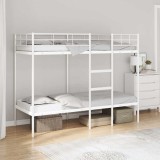vidaXL Pat supraetajat fără saltea alb 75x190 cm oțel 42000326