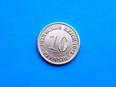 10 Pfennig 1912 Lit. A -Germania-stare buna-Oferta foto