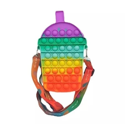 Jucarie antistres din silicon, Flippy, Geanta Pop It, Milkshake, Multicolor foto