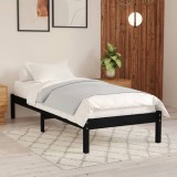 VidaXL Cadru de pat mic single, negru, 75x190 cm, lemn masiv