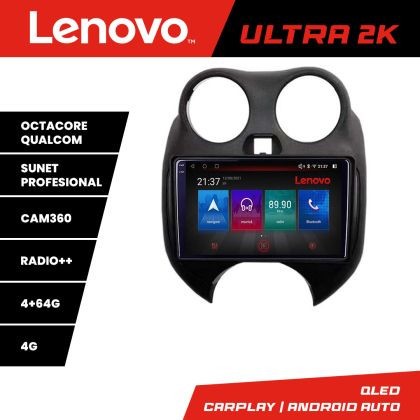 Navigatie Nissan Micra 2010-2014 Android radio gps internet 8 core QLED Qualcomm 4+64 360 Lenovo CarStore Technology