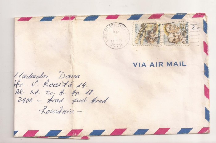 FD12 - Plic Circulat international SUA - Romania , 1979