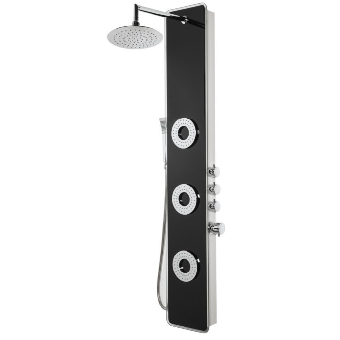 Panou de duș cu hidromasaj Tore TORE-BLACK, negru