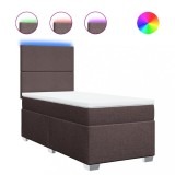 Cumpara ieftin Pat box spring cu saltea, maro inchis, 80x200 cm, textil