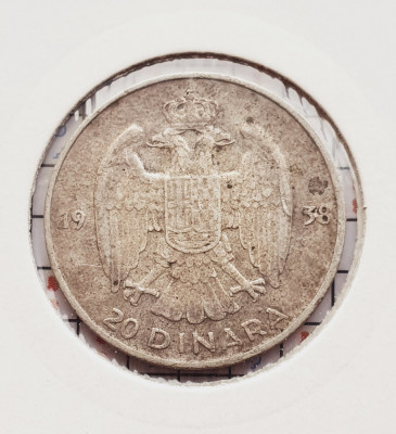 1454 Iugoslavia Yugoslavia 20 Dinara 1938 Peter II km 23 argint foto