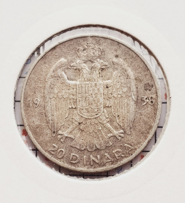 1454 Iugoslavia Yugoslavia 20 Dinara 1938 Peter II km 23 argint