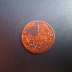 Franta _ 1 centime _ 1911 _ moneda rara