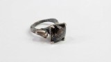 Cumpara ieftin Inel din Argint 925 Patinat cu Cuart Fumuriu Cushion , Volcanic Smoke Solitaire