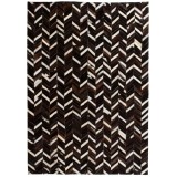 Cumpara ieftin Covor piele naturală, mozaic, 80x150 cm zig-zag Negru/Alb