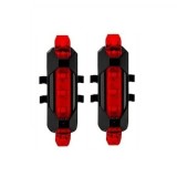 Cumpara ieftin Set 2 lumini LED, stopuri pentru bicicleta, 15 lumeni, incarcare USB, 4 moduri de iluminare
