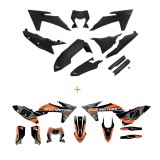 Kit carene KTM 2024 culoare negru UFO + Grafica personalizata CADOU, UFO Plast