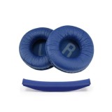 Set 2 bureti TXE + Banda superioara pentru casti JBL Tune 520 / 510 / 500 / T460 / T450 On-Ear, Albastru, Spuma cu memorie, Piele ecologica creponata