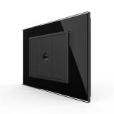Cumpara ieftin Priza TV simpla Livolo neagra cu rama din sticla, serie noua
