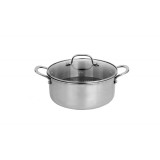 Oala Zilan ZLN9648 cu capac, tri-ply, inox, antiaderent, protectie la zgarieturi, usor de spalat, 24 cm