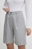 Cumpara ieftin Answear Lab pantaloni scurti femei, culoarea gri, neted, high waist