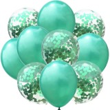 Set 10 baloane din latex, flippy, model party confetti, 5 x confetti, 5 x turcoaz, 25 cm, 2.2g