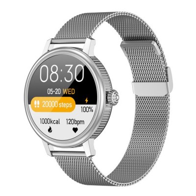 CEAS SMARTWATCH BLUETOOTH IMPERMEABIL CF90 &amp;ndash; rezistent la apa IP68, 64KB Ram + 512KB ROM, display 1.04 inch TFT cu touch screen, metalic silver foto