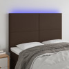 Tablie de pat cu LED, maro, 144x5x118/128 cm, piele ecologica GartenMobel Dekor, vidaXL