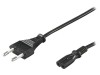Cablu Alimentare 1.8m Negru 2x0.75mm2 Cu Mufă CEE 7/16 și IEC C7, Goobay