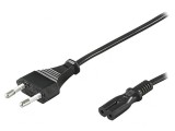 Cablu Alimentare 1.8m Negru 2x0.75mm2 Cu Mufă CEE 7/16 și IEC C7, Goobay