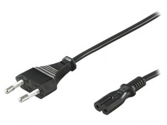 Cablu Alimentare 1.8m Negru 2x0.75mm2 Cu Mufă CEE 7/16 și IEC C7