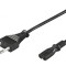 Cablu Alimentare 1.8m Negru 2x0.75mm2 Cu Mufă CEE 7/16 și IEC C7