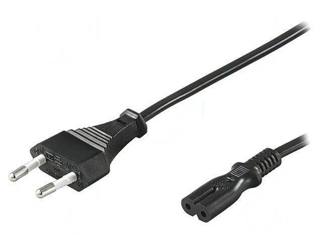 Cablu Alimentare 1.8m Negru 2x0.75mm2 Cu Mufă CEE 7/16 și IEC C7