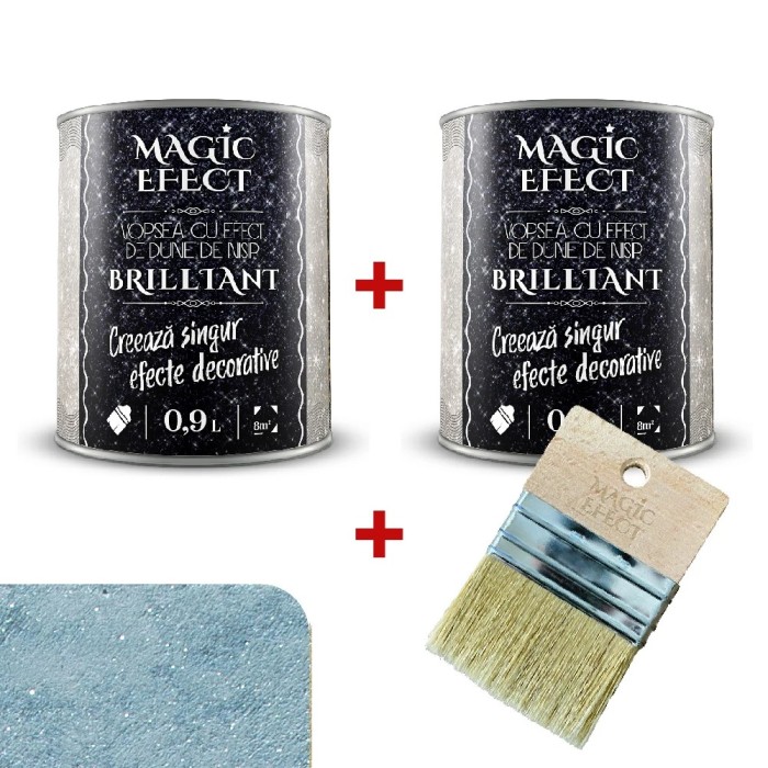 Pachet 1+1 Vopsea Decorativă Magic Effect Brilliant C09 Albastru 0.9L + Pensula Cadou
