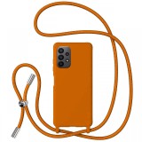 Lemontti Husa Silicon cu Snur Samsung Galaxy A23 5G Portocaliu (protectie 360&deg;, material fin, captusit cu microfibra)