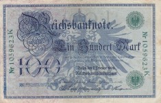 GERMANIA 100 marci 1908 serie verde VF+!!!