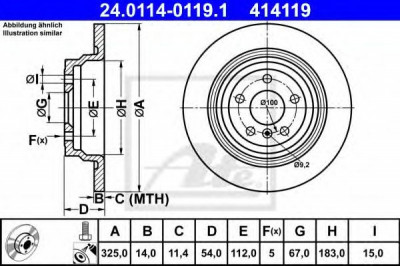 Disc frana MERCEDES M-CLASS (W166) (2011 - 2016) ATE 24.0114-0119.1 foto