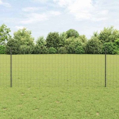 vidaXL Gard Euro cu 22 St&amp;acirc;lpi Gri 1x25 m Oțel foto
