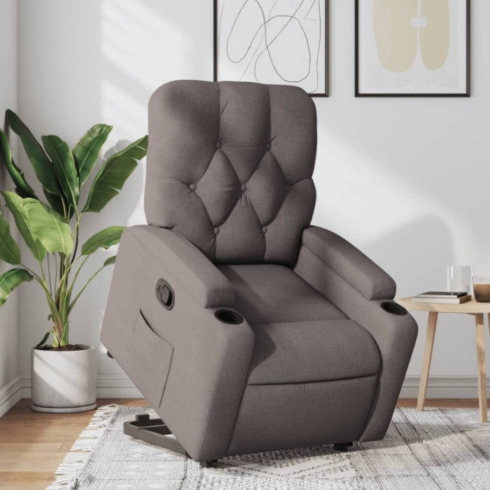 vidaXL Fotoliu rabatabil cu ridicare pe verticală, gri taupe, textil 3204718