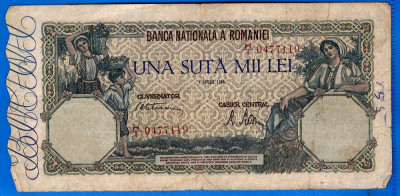 (3) BANCNOTA ROMANIA - 100.000 LEI 1946 (1 APRILIE 1946), PERIOADA REGALISTA foto