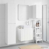 Cumpara ieftin Set dulap baie 3 buc. Alb foarte lucios 33 x 34,5 x 160 cm