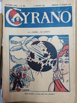 1932 No 400 revista satiric Cyrano anti-nazism caricatura Anglia/Albion foto