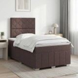 Cumpara ieftin Pat boxspring cu saltea Maro inchis 120 x 190 cm Tesatura