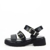 Sandale Dama Negre Talpa Groasa 4cm, Piele Ecologica, Catarama Ajustabila, Casual, 3210 126
