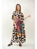 ROCHIE LUNGA CU ACCENTE COLORATE SAFARI MANECI CLOPOT MONTAJ MULTICOLOR TALIE UNICA Multicolora