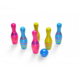 Set bowling Skittles Jr.,lemn,multicolor,+3 ani, BS Toys