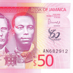 Bancnota Jamaica 50 Dolari 2022 - P96 UNC ( comemorativa, polimer )