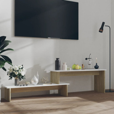 Comoda TV, stejar Sonoma si alb, 180x30x43 cm, PAL GartenMobel Dekor foto