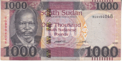 M1 - Bancnota foarte veche - Sudan - 1 000 Pound - 2020 foto