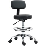 HOMCOM Scaun Rotativ la 360&deg; și Reglabil pe &Icirc;nălțime cu Suport pentru Picioare, 52x52x78-92 cm, Negru | Aosom Romania