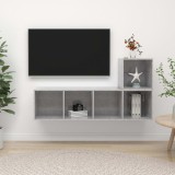 VidaXL Set de dulapuri TV, 2 piese, gri beton, lemn prelucrat