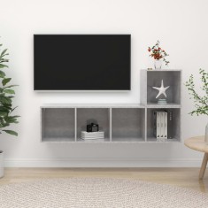 vidaXL Set de dulapuri TV, 2 piese, gri beton, lemn prelucrat