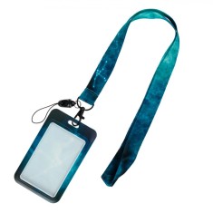 Ecuson Legitimatie, Tie Dye, Dimensiune 8.5x5cm, Culoare Albastru, Curea 42cm